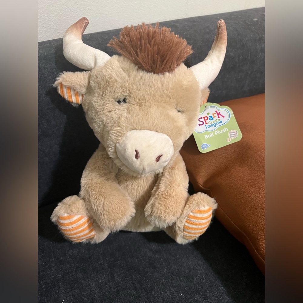 Spark Create Imagine Cuddly Bull Plush - Tan and White